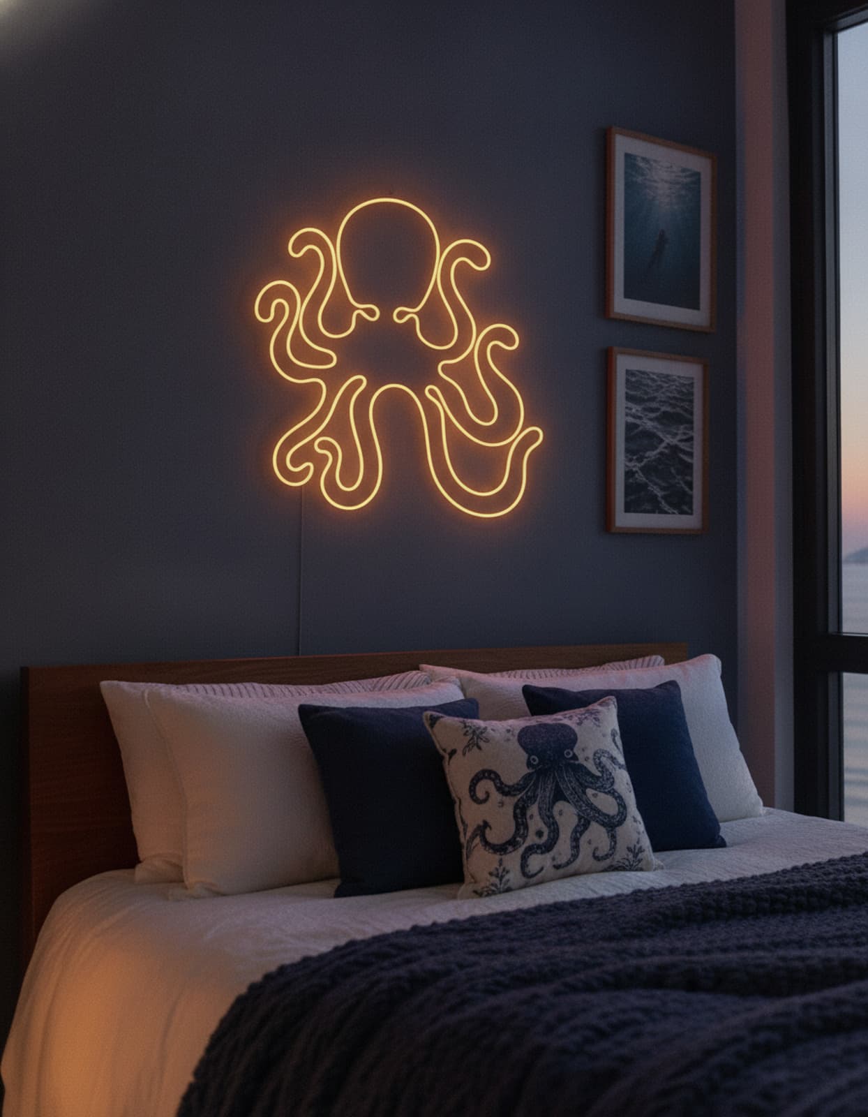 Studyo Yora Ahtapot Figürlü LED Neon Duvar Tablosu