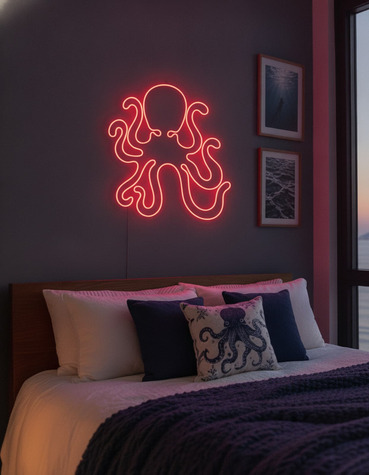 Studyo Yora Ahtapot Figürlü LED Neon Duvar Tablosu
