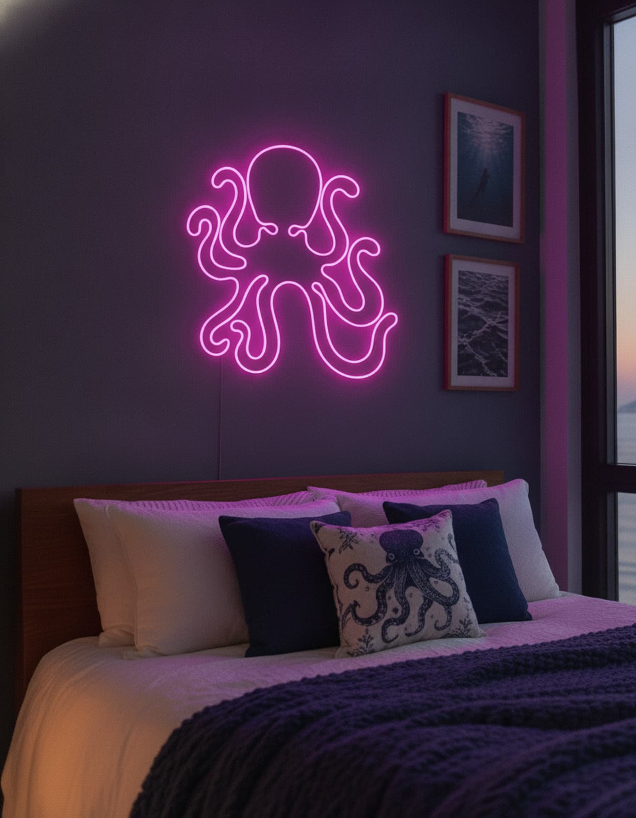 Studyo Yora Ahtapot Figürlü LED Neon Duvar Tablosu