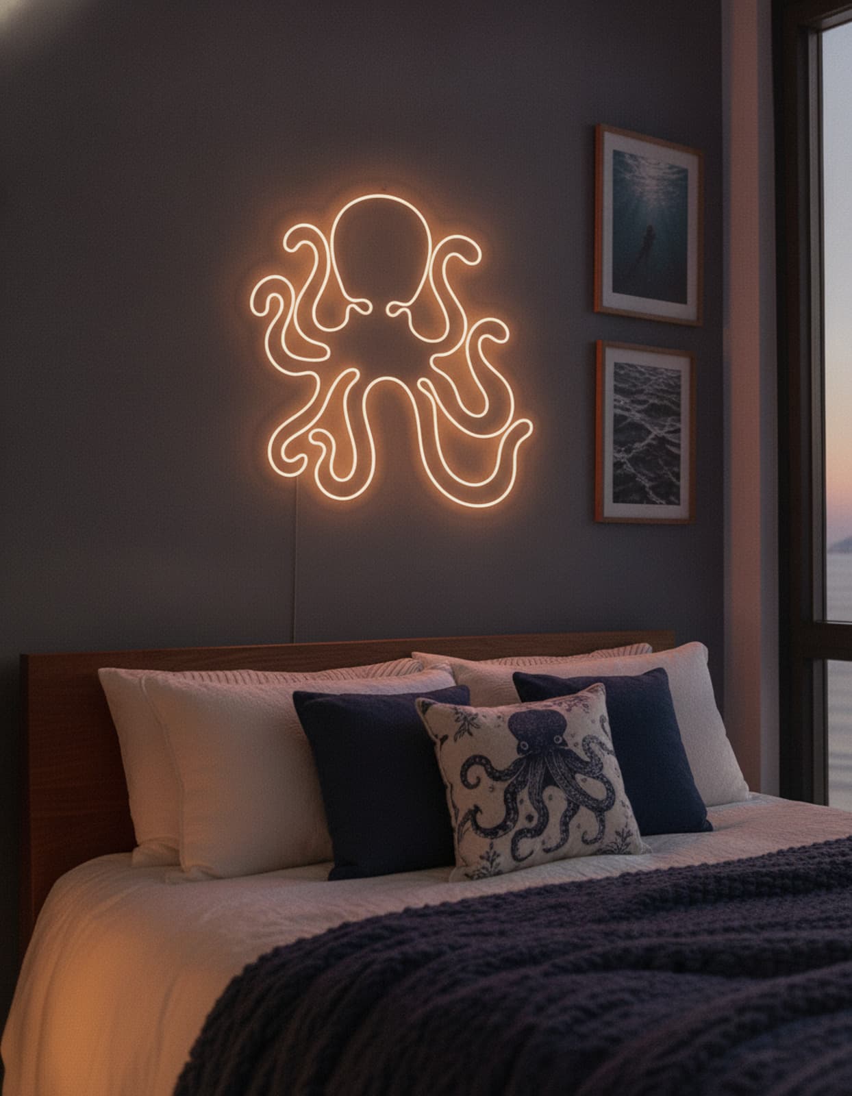 Studyo Yora Ahtapot Figürlü LED Neon Duvar Tablosu