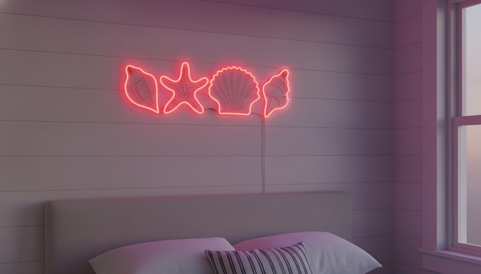 Studyo Yora Deniz Kabuğu Figürlü LED Neon Duvar Tablosu