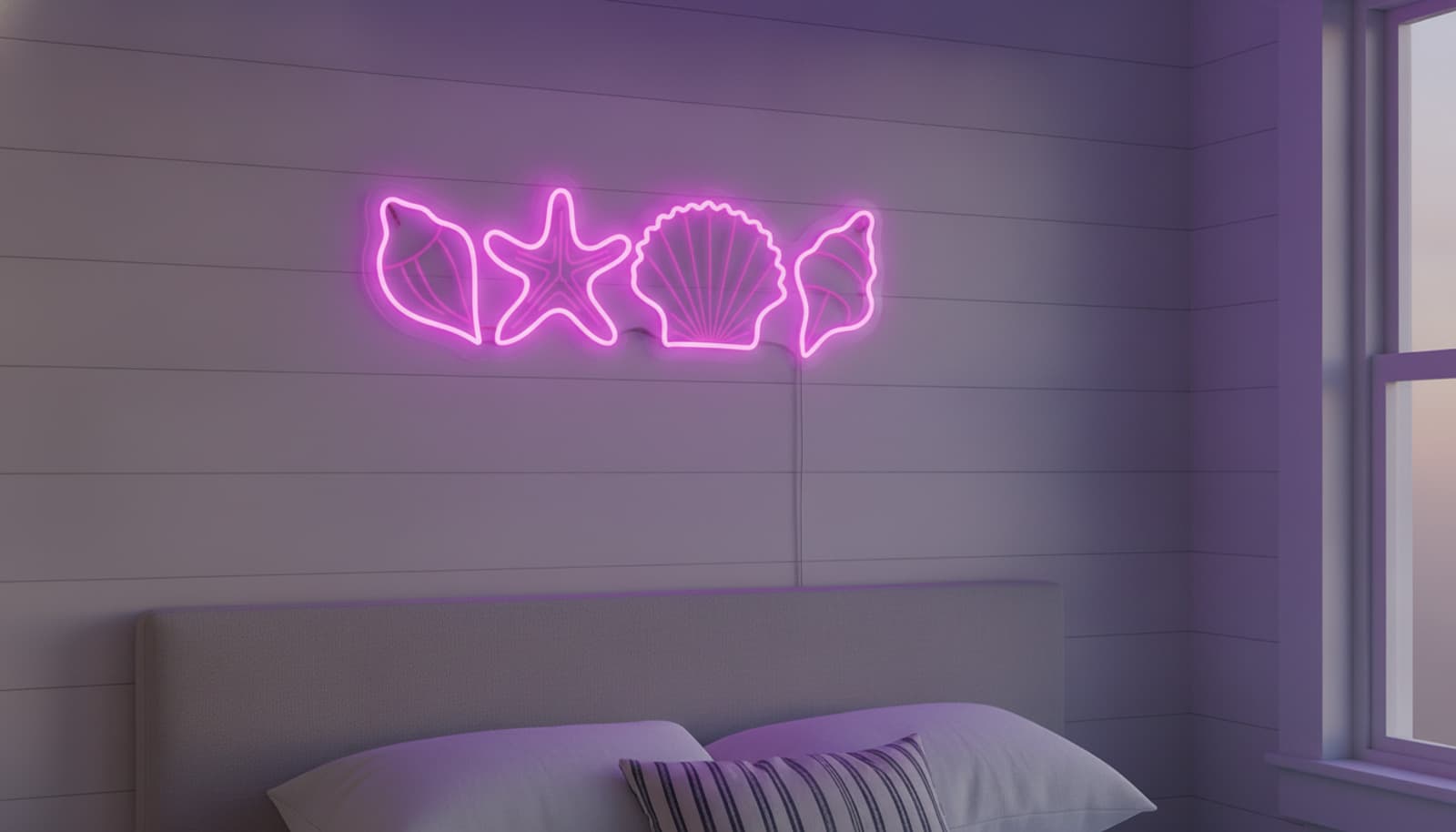 Studyo Yora Deniz Kabuğu Figürlü LED Neon Duvar Tablosu