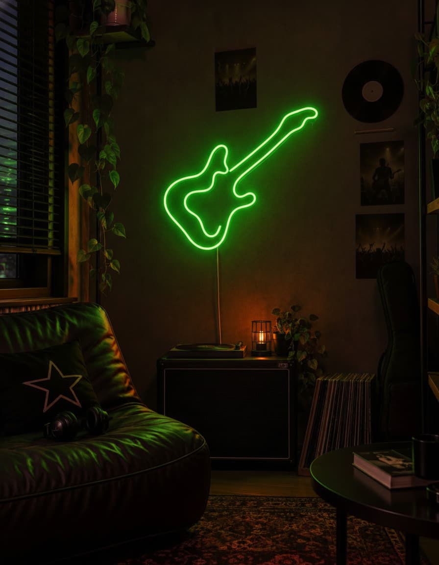 Studyo Yora Elektro Gitar Figürlü LED Neon Duvar Tablosu