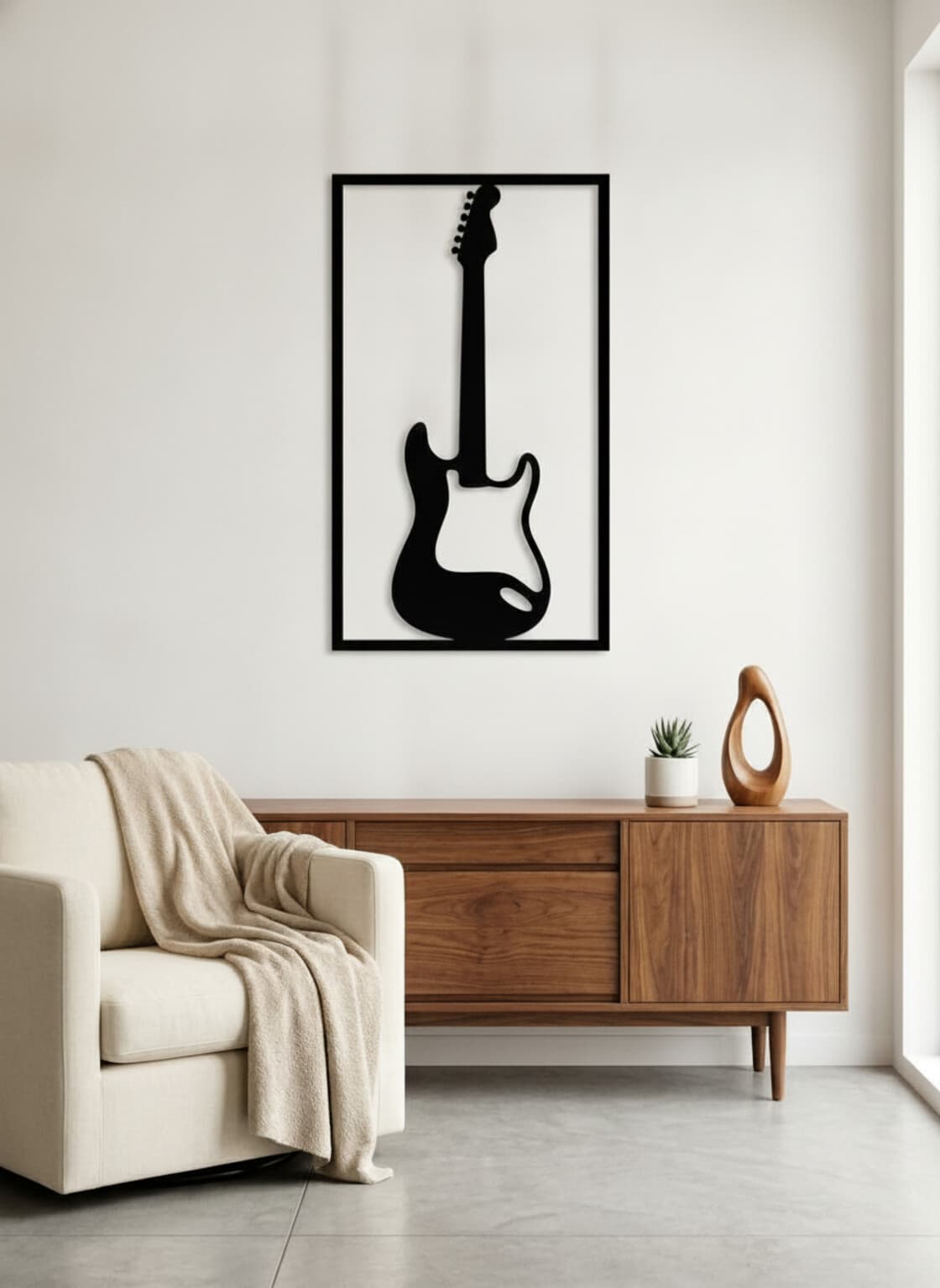 Elektro Gitar Figürlü 3mm MDF Duvar Tablosu